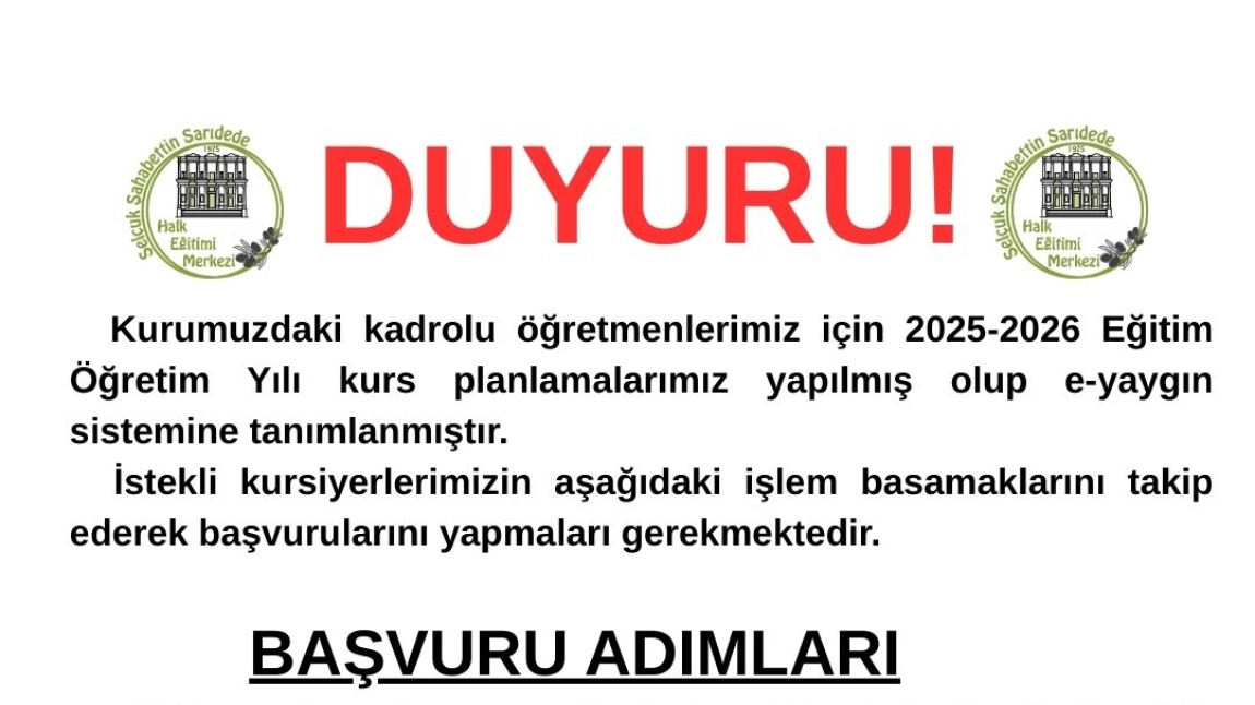 Kurs kayıtlarımız Başladı